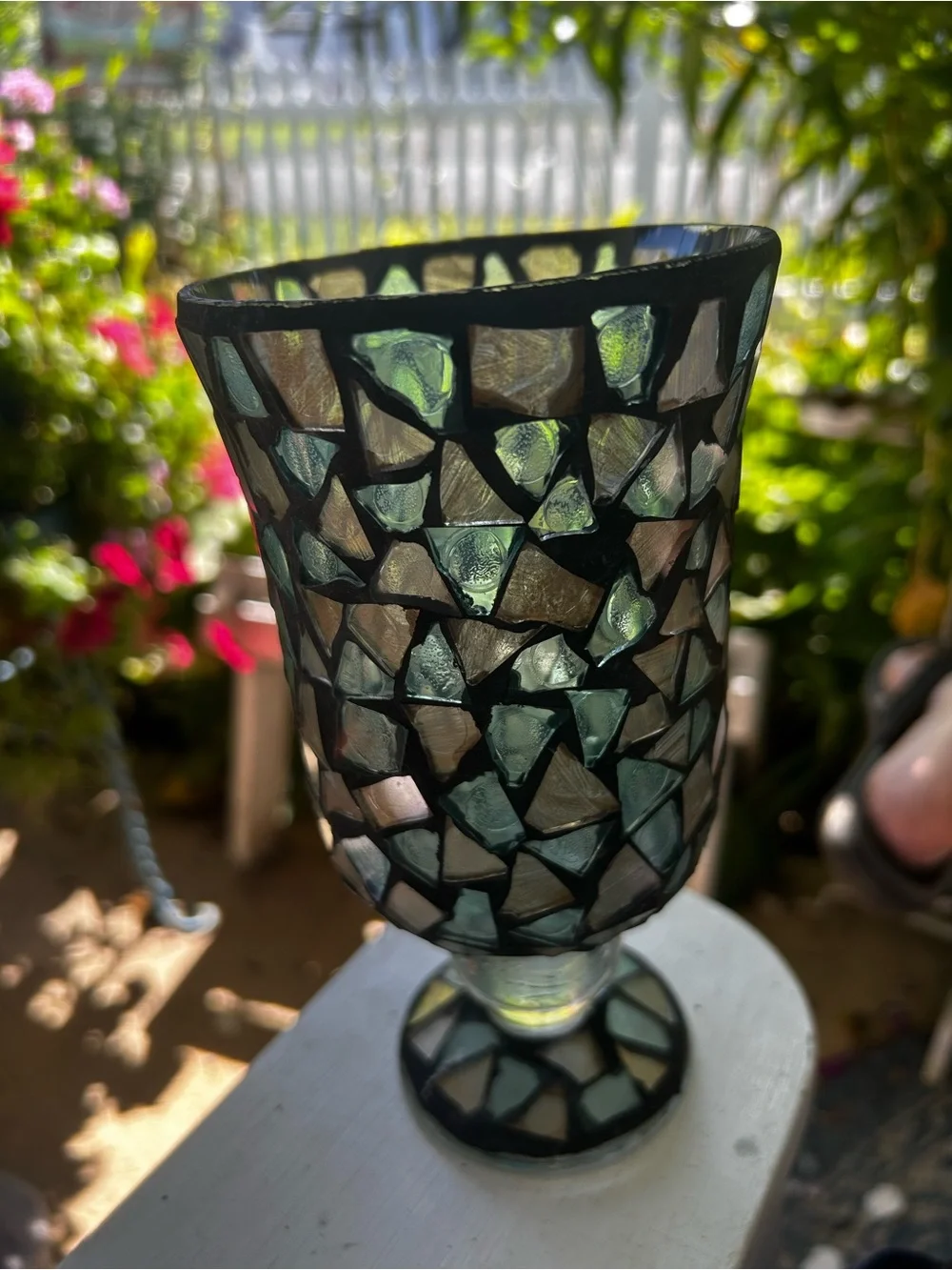 Vintage Mosaic Glass Accent Candle Holder